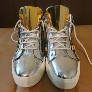 giuseppe zanotti mens sneakers 43 Crome And Gold